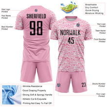 Charger l'image dans la galerie, Custom Light Pink-Black Distressed Fragment Brush Stroke Sublimation Soccer Uniform Jersey
