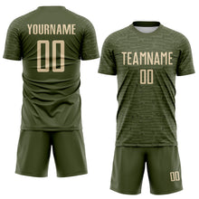 Charger l'image dans la galerie, Custom Olive-City Cream Distressed Fragment Brush Stroke Sublimation Soccer Uniform Jersey
