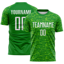 Загрузить изображение в средство просмотра галереи, Custom Grass Green-White Distressed Fragment Brush Stroke Sublimation Soccer Uniform Jersey
