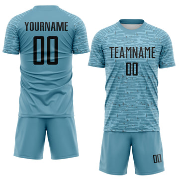 Custom Shadow Blue-Black Distressed Fragment Brush Stroke Sublimation Soccer Uniform Jersey