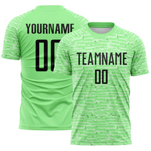 Charger l'image dans la galerie, Custom Pea Green-Black Distressed Fragment Brush Stroke Sublimation Soccer Uniform Jersey
