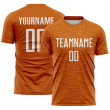 Charger l'image dans la galerie, Custom Texas Orange-White Distressed Fragment Brush Stroke Sublimation Soccer Uniform Jersey
