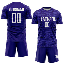 Charger l'image dans la galerie, Custom Dark Purple-White Distressed Fragment Brush Stroke Sublimation Soccer Uniform Jersey
