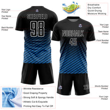 Load image into Gallery viewer, Custom Black Powder Blue-White Geometric Wave Gradient Sublimation Soccer Uniform Jersey
