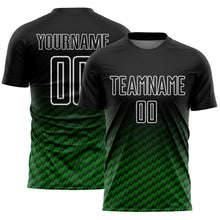 Load image into Gallery viewer, Custom Black Grass Green-White Geometric Wave Gradient Sublimation Soccer Uniform Jersey
