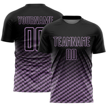 Load image into Gallery viewer, Custom Black-Light Purple Geometric Wave Gradient Sublimation Soccer Uniform Jersey
