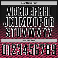 Load image into Gallery viewer, Custom Black Neon Pink-White Geometric Wave Gradient Sublimation Soccer Uniform Jersey
