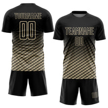 Load image into Gallery viewer, Custom Black-Cream Geometric Wave Gradient Sublimation Soccer Uniform Jersey
