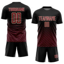 Load image into Gallery viewer, Custom Black Crimson-Cream Geometric Wave Gradient Sublimation Soccer Uniform Jersey

