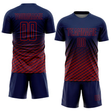 Загрузить изображение в средство просмотра галереи, Custom Navy-Red Geometric Wave Gradient Sublimation Soccer Uniform Jersey
