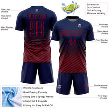 Загрузить изображение в средство просмотра галереи, Custom Navy-Red Geometric Wave Gradient Sublimation Soccer Uniform Jersey
