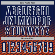 Load image into Gallery viewer, Custom Navy Orange-White Geometric Wave Gradient Sublimation Soccer Uniform Jersey
