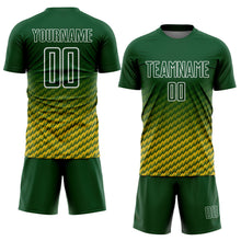 Laden Sie das Bild in den Galerie-Viewer, Custom Green Yellow-White Geometric Wave Gradient Sublimation Soccer Uniform Jersey
