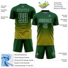 Laden Sie das Bild in den Galerie-Viewer, Custom Green Yellow-White Geometric Wave Gradient Sublimation Soccer Uniform Jersey
