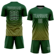 Load image into Gallery viewer, Custom Green Old Gold-White Geometric Wave Gradient Sublimation Soccer Uniform Jersey

