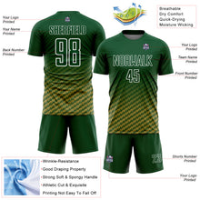 Load image into Gallery viewer, Custom Green Old Gold-White Geometric Wave Gradient Sublimation Soccer Uniform Jersey
