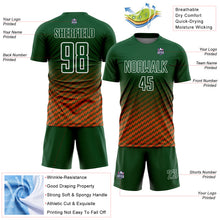 Load image into Gallery viewer, Custom Green Orange-White Geometric Wave Gradient Sublimation Soccer Uniform Jersey
