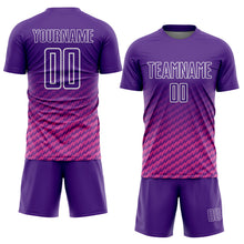 Load image into Gallery viewer, Custom Purple Pink-White Geometric Wave Gradient Sublimation Soccer Uniform Jersey
