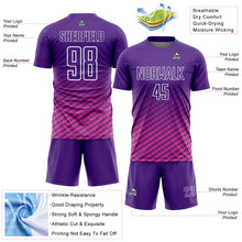 Load image into Gallery viewer, Custom Purple Pink-White Geometric Wave Gradient Sublimation Soccer Uniform Jersey
