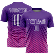 Load image into Gallery viewer, Custom Purple Pink-White Geometric Wave Gradient Sublimation Soccer Uniform Jersey
