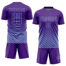 Charger l'image dans la galerie, Custom Purple-Light Blue Geometric Wave Gradient Sublimation Soccer Uniform Jersey
