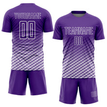 Charger l'image dans la galerie, Custom Purple-White Geometric Wave Gradient Sublimation Soccer Uniform Jersey
