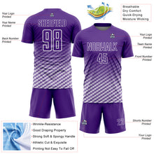 Charger l'image dans la galerie, Custom Purple-White Geometric Wave Gradient Sublimation Soccer Uniform Jersey
