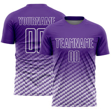 Charger l'image dans la galerie, Custom Purple-White Geometric Wave Gradient Sublimation Soccer Uniform Jersey
