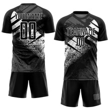 Load image into Gallery viewer, Custom Black-White Grunge Splatter Brush Stroke Sublimation Soccer Uniform Jersey
