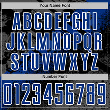 Load image into Gallery viewer, Custom Black Royal-White Grunge Splatter Brush Stroke Sublimation Soccer Uniform Jersey
