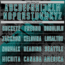 Charger l'image dans la galerie, Custom Black Teal-White Grunge Splatter Brush Stroke Sublimation Soccer Uniform Jersey
