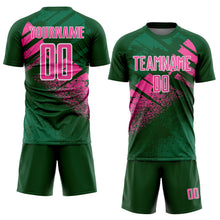 Load image into Gallery viewer, Custom Green Pink-White Grunge Splatter Brush Stroke Sublimation Soccer Uniform Jersey
