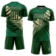 Load image into Gallery viewer, Custom Green-Cream Grunge Splatter Brush Stroke Sublimation Soccer Uniform Jersey
