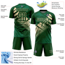 Load image into Gallery viewer, Custom Green-Cream Grunge Splatter Brush Stroke Sublimation Soccer Uniform Jersey
