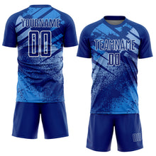Load image into Gallery viewer, Custom Royal Light Blue-White Grunge Splatter Brush Stroke Sublimation Soccer Uniform Jersey
