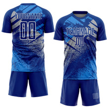 Load image into Gallery viewer, Custom Royal Gray-White Grunge Splatter Brush Stroke Sublimation Soccer Uniform Jersey

