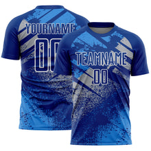 Load image into Gallery viewer, Custom Royal Gray-White Grunge Splatter Brush Stroke Sublimation Soccer Uniform Jersey
