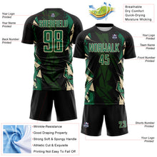 Load image into Gallery viewer, Custom Black Kelly Green-Cream Geometric Shard Grunge Splash Sublimation Soccer Uniform Jersey
