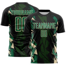 Load image into Gallery viewer, Custom Black Kelly Green-Cream Geometric Shard Grunge Splash Sublimation Soccer Uniform Jersey

