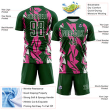 Load image into Gallery viewer, Custom Green Pink-White Geometric Shard Grunge Splash Sublimation Soccer Uniform Jersey
