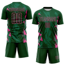 Load image into Gallery viewer, Custom Green-Pink Geometric Shard Grunge Splash Sublimation Soccer Uniform Jersey
