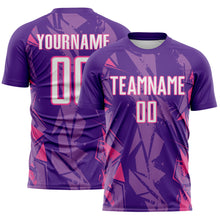 Load image into Gallery viewer, Custom Purple White-Pink Geometric Shard Grunge Splash Sublimation Soccer Uniform Jersey
