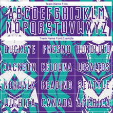 Charger l'image dans la galerie, Custom Purple Aqua-White Geometric Shard Grunge Splash Sublimation Soccer Uniform Jersey
