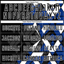 Load image into Gallery viewer, Custom Black Royal-White Geometric Grid Gradient Sublimation Soccer Uniform Jersey
