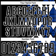 Load image into Gallery viewer, Custom Black Royal-White Geometric Grid Gradient Sublimation Soccer Uniform Jersey
