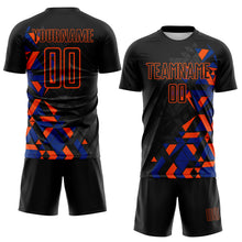 Load image into Gallery viewer, Custom Black Royal-Orange Geometric Grid Gradient Sublimation Soccer Uniform Jersey
