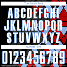 Load image into Gallery viewer, Custom Black White Red-Light Blue Geometric Grid Gradient Sublimation Soccer Uniform Jersey
