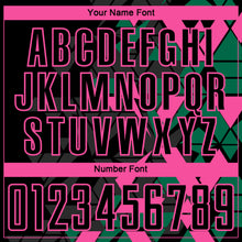 Load image into Gallery viewer, Custom Black Kelly Green-Pink Geometric Grid Gradient Sublimation Soccer Uniform Jersey
