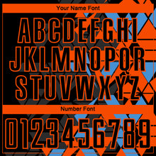 Загрузить изображение в средство просмотра галереи, Custom Black Orange-Powder Blue Geometric Grid Gradient Sublimation Soccer Uniform Jersey
