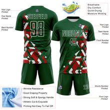 Load image into Gallery viewer, Custom Green Red-White Geometric Grid Gradient Sublimation Soccer Uniform Jersey
